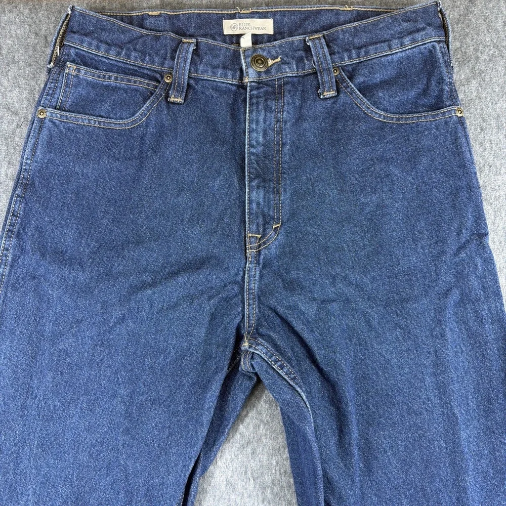 Blue Ranchwear Jeans Mens 34x34 Blue Straight Boot Cut Denim Pants Cowboy